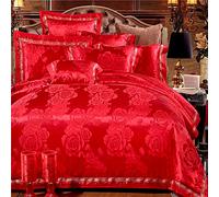 WBDWWTD Bedding Set King Size Gold, Double Duvet Covers Set Pink, Luxury Bedding Set King Size Cotton Double Duvet Covers Set Silk 4pcs Luxury Satin Jacquard Double Bed Twin Beige Rose Gold