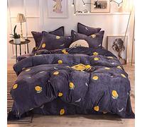 WBDWWTD Bedding Set King Size Grey, Kids Double Duvet Covers Set, Bedding Set Winter Duvet Cover Set Quilt Cover Sets Flat Sheet Soft Warm Flannel Twin King Double Size Childrens Animals