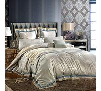 WBDWWTD Bedding Set King Size Grey Luxury, 100% Cotton Double Duvet Covers Set, Bedding Set Double Duvet Covers Set Quilt Cover Flat Sheet Silk Cotton Double Bed Twin Luxury Satin Jacquard 6pcs