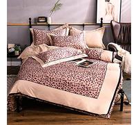 WBDWWTD Bedding Set King Size Grey Luxury, Double Bed Duvet Covers Yellow, Silk Bedding Sets King Size with Fitted Sheet Duvet Cover Cotton Satin Silk Soft Silky 4 Piece Double Twin Retro Fashion