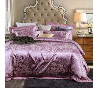 WBDWWTD Bedding Set King Size Grey Luxury, White Double Duvet Covers Set, Cotton Double Duvet Covers Set Silk Bedding Sets Luxury Satin Jacquard 4pcs King Size Double Bed Twin Silver