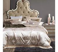 WBDWWTD Bedding Set King Size Grey Luxury, White Double Duvet Covers Set, Cotton Double Duvet Covers Set Silk Bedding Sets Luxury Satin Jacquard 4pcs King Size Double Bed Twin Silver