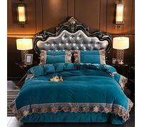 WBDWWTD Bedding Set King Size Purple, Double Duvet Covers Set Blue, Winter Duvet Cover Set, Duvet Cover Set Quilt Cover Sets Bedding Set Double Bed Flat Sheet Soft Warm Flannel Twin Lace Embroidery