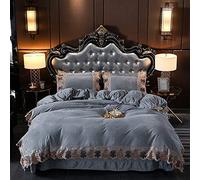 WBDWWTD Bedding Set King Size Purple, Double Duvet Covers Set Blue, Winter Duvet Cover Set, Duvet Cover Set Quilt Cover Sets Bedding Set Double Bed Flat Sheet Soft Warm Flannel Twin Lace Embroidery