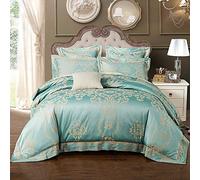 WBDWWTD Bedding Set King Size Silk, Gold Double Duvet Covers Set, Bedding Set King Size Grey Luxury Double Duvet Covers Set Silk Cotton Double Bed Twin Luxury Satin Jacquard 6pcs