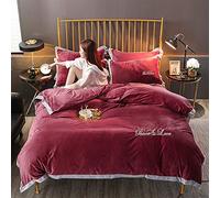 WBDWWTD Bedding Sets King Size Purple, Winter Duvet Cover Set, Bedding Set Double Bed Double Duvet Cover Set Quilt Cover Sets Flat Sheet Twin King Double Size Soft Warm Flannel Blue Red Green