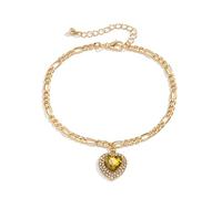 WBDWWTD Bracelet for Women Gold Plated Cubic Zirconia Heart Foot Jewelry Anklet 27CM