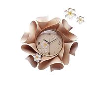 WBDWWTD Chinese Frangipani Shape Clock Wall Clock Creative Decoration Home Fashion Wall Clock Wall Clock Decorative Clock (Color : Purple) (Gold)