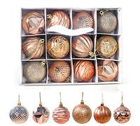 WBDWWTD Christmas Balls Home Xmas Tree Wreath 12/34PCS 40mm 60mmChristmas Tree Decor Glitter Gold Silver Plastic Hanging Pendant Decorations (Size J) (S Other)