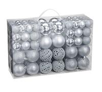 WBDWWTD Christmas Balls Xmas Decorations Hanging Tree Pendants New Year Party Ornament Decor Foam Balls 100pcs Christmas Ornaments Hang Balls (Color : Black) (Silver)