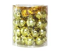 WBDWWTD Christmas Ornaments, 48 PCS Christmas Decorations Glass Family Merry Party Ornaments 1.5cm Plastic Christmas Tree Hanging Pendant Holiday Decor (Color : Rose Red) (Gold)