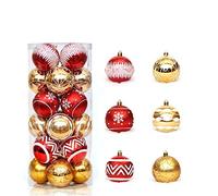WBDWWTD Christmas Ornaments Christmas Ornaments for Christams Decorations Xmas Tree Shatterproof Ornaments with Hanging Loop for Holiday and Party Deocation 24PCS 6cm (Silver White 1 6cm) (Gold，re