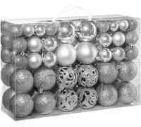 WBDWWTD Christmas Tree Baubles, 100pcs Christmas Ornaments Shatterproof Plastic Christmas Ornaments Set W/Reusable Gift Package 4 Style Christmas Baubles for Xmas Tree (Color : Bronze) (Silver)