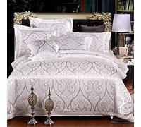 WBDWWTD Cotton Double Duvet Covers Set White, Bedding Set King Size Gold, Luxury Bedding Set Double Duvet Covers Set Silk Cotton Luxury Satin Jacquard Double Bed Twin King Size 4pcs Floral