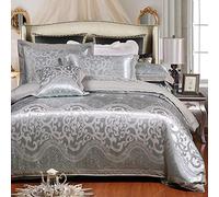 WBDWWTD Cotton Double Duvet Covers Set White, Bedding Set King Size Gold, Luxury Bedding Set Double Duvet Covers Set Silk Cotton Luxury Satin Jacquard Double Bed Twin King Size 4pcs Floral