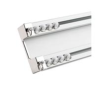 WBDWWTD Curtain Double Track, Aluminum Ceiling Track for Curtains, with Silent Pulleys, Heavy-Duty Curtain Rails System, for Bay Window, R