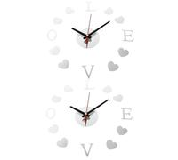 WBDWWTD Digital Wall Clock 2 Pcs Love Mirror Wall Clock Decor 3D Wall Clock Hanging Clock Household Applique Office