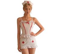 WBDWWTD Disfraz de enfermera sexy para mujer Conjuntos de lencería traviesa - Juego de roles Disfraces Vestido Adulto Teddy Babydoll Camisón Cosplay Uniforme Minivestido Ropa de dormir para mujer Ropa