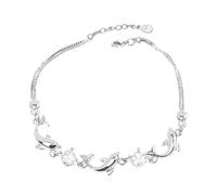 WBDWWTD Dolphin Bracelet - Crystal Bracelets for Women, Silver Bangle Chain, Adjustable Summer Decorative Anklet, Boho Friendship Wristband Jewelry Charm