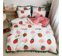 WBDWWTD Double Bed Duvet Covers Yellow, Bedding Set King Size Floral, Double Bed Duvet Covers Kids Bedding Set with Fitted Sheet Winter Quilt Cover Sets Soft Warm Flannel Kids Childrens Single Twin