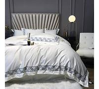 WBDWWTD Double Duvet Cover Set Green, Bedding Set Duvet Cover Set 4 Pieces 100% Egyptian Long Staple Cotton, Include Quilt Cover 220×240CM + 1 Flat Sheet 245×270 CM + 2 Pillowcases