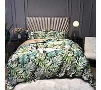 WBDWWTD Double Duvet Cover Set Green, Bedding Set Duvet Cover Set 4 Pieces 100% Long Staple Cotton Leaf Maple, Include Quilt Cover 220×240CM + 1 Flat Sheet 245×270 CM + 2 Pillowcases
