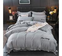 WBDWWTD Double Duvet Covers Set Green, Bedding Sets King Size Blue, Duvet Cover Set with Fitted Sheet Bedding Set Winter Quilt Cover Sets Flat Sheet Soft Warm Flannel Twin King Double Bed