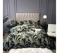WBDWWTD Double Duvet Covers Set Green Leaf, Duvet Cover Set Bedding Set 4 Pieces 100% Egyptian Cotton, Duvet Covers Set Include Quilt Cover 220×240CM +1 Flat Sheet 245×270 CM+2 Pillowcases