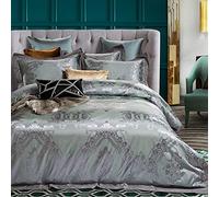WBDWWTD Double Duvet Covers Set Purple and Grey, Luxury Bedding Set King Size Pink, White Double Duvet Covers Set Cotton Silk Bedding Sets King Size Double Bed Twin Luxury Satin Jacquard 4pcs
