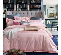 WBDWWTD Double Duvet Covers Set Purple and Grey, Luxury Bedding Set King Size Pink, White Double Duvet Covers Set Cotton Silk Bedding Sets King Size Double Bed Twin Luxury Satin Jacquard 4pcs