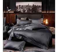 WBDWWTD Double Duvet Covers Set Purple Cotton, Bedding Set King Size White Cotton, 100% Cotton Double Duvet Covers Set Grey Bedding Sets Quilt Cover King Size Embroidery Twin Double 220×240cm