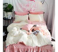 WBDWWTD Double Duvet Covers Set with Fitted Sheet, Bedding Set King Size Grey and White, Bedding Sets Duvet Cover Quilt Cover Sets Flat Sheet Luxury 4 Pcs Double Bed King Size Twin