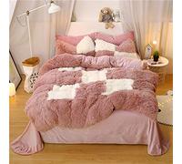 WBDWWTD Double Duvet Covers Set with Fitted Sheet, Bedding Sets King Size Luxury Double Size Duvet Cover Double Bed Twin Set Quilt Cover Sets Flat Sheet Fleece Warm Cozy Bedding Bedroom 4 Pcs