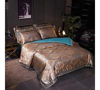 WBDWWTD Double Duvet Covers Set with Fitted Sheet, Silk Bedding Set King Size, Double Duvet Covers Set Cotton Silk Bedding Sets Sheet King Size Double Bed Twin Luxury Satin Jacquard Silver 4pcs