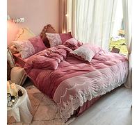 WBDWWTD Double Duvet Covers Set Yellow, Bedding Set King Size Purple, Bedding Sets Double Size Duvet Cover Set Quilt Cover Flat Sheet Winter Warm Flannel Twin King Cream Pink Green Yellow