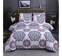WBDWWTD Duvet Cover Set Bohemian Egyptian Mandala Soft Microfiber Bedding Bedroom Bed Sets Home Bedding Duvet Cover Set King Size 1 Quilt Cover 230 x 260 cm + 1 Pillowcase