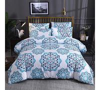 WBDWWTD Duvet Cover Set Bohemian Egyptian Mandala Soft Microfiber Bedding Bedroom Bed Sets Home Bedding Duvet Cover Set King Size 1 Quilt Cover 230 x 260 cm + 1 Pillowcase