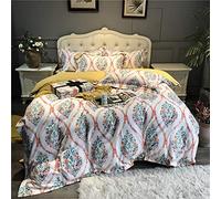 WBDWWTD Duvet Cover Set Double Yellow, Duvet Cover Set Bedding Set Double 4 Pieces 100% Egyptian Cotton Floral, Duvet Covers Set Include Quilt Cover 220×240CM +1 Flat Sheet 245×270 CM+2 Pillowcases