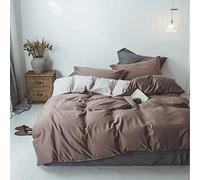 WBDWWTD Duvet Cover Set Yellow, Duvet Cover Set Bedding Set 100% Cotton Double Queen Size 4 pcs Gray Pink Blue Brown Solid Color, 1 Quilt Cover 220×240CM +1 Flat Sheet 245×270 CM+2 Pillowcases