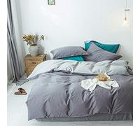 WBDWWTD Duvet Cover Set Yellow, Duvet Cover Set Bedding Set 100% Cotton Double Queen Size 4 pcs Gray Pink Blue Brown Solid Color, 1 Quilt Cover 220×240CM +1 Flat Sheet 245×270 CM+2 Pillowcases