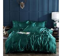 WBDWWTD Duvet Cover Sets Satin, Bedding Sets King Size Silver, Bedding Set Full Satin Silk Duvet Cover Sets Soft Silky 4 Piece Comforter Cover Set Shiny Vibrant Bedding Set Black Purple Beige