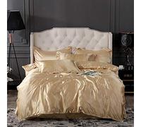 WBDWWTD Duvet Cover Sets Satin, Bedding Sets King Size Silver, Bedding Set Full Satin Silk Duvet Cover Sets Soft Silky 4 Piece Comforter Cover Set Shiny Vibrant Bedding Set Black Purple Beige