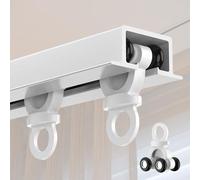 WBDWWTD Embedded Curtain Track, Heavy Duty Room Divider Curtain Rail 4 10 16 23 35 44ft Ultra-Long, Metal Single Sliding Curtain Track Bla