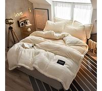 WBDWWTD Fleece Bedding Sets Double, Double Bed Duvet Covers Grey, Fleece Winter Duvet Cover Set Bedding Set Quilt Cover Sets Flat Sheet Double Bed Super Soft Warm Thick Twin King 4 Pcs Beige