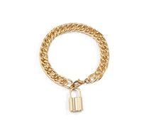 WBDWWTD for Women Ankle Gold Plated Curb Chain with Lock Pendant Anklet Bracelet Fashion Jewelry 22CM