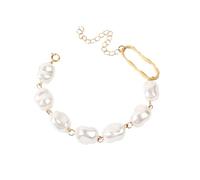 WBDWWTD Irregular Pearl Bracelet Fashion Metal Bangle, Creative Golden Chain Jewelry Women, Trendy Wrist Decoration Suitable for Daily Wear and