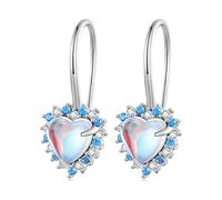 WBDWWTD Joyería Piercing Pendientes Colgantes en Forma de lágrima con Forma de corazón Turquesa Pendientes Colgantes con Piedra Lunar en Forma de corazón