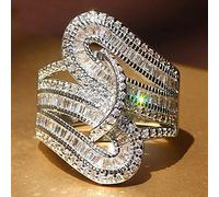 WBDWWTD Juego de Anillos de Compromiso para Mujer de Plata de Ley 925 de 5,0 Quilates Redondos Blancos AAA con circonitas cúbicas y Diamantes de imitación de eternidad, Compromiso, Boda, tamaño Q