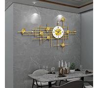 WBDWWTD Large Wall Clock, 3D Non Ticking Wall Clocks for Living Room Decor with 7.1 in Metal Dial, Luxury Crystal Fancy Flower Big Wall Clock (Gold)