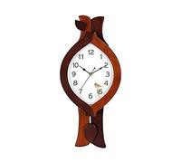 WBDWWTD Living Room Creative Wall Clock European Solid Wood Swing Clock Mute Quartz Clock Quartz Wall Clock (Brown)